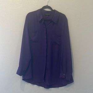 Plus size purple Lane Bryant sheer button down with split back